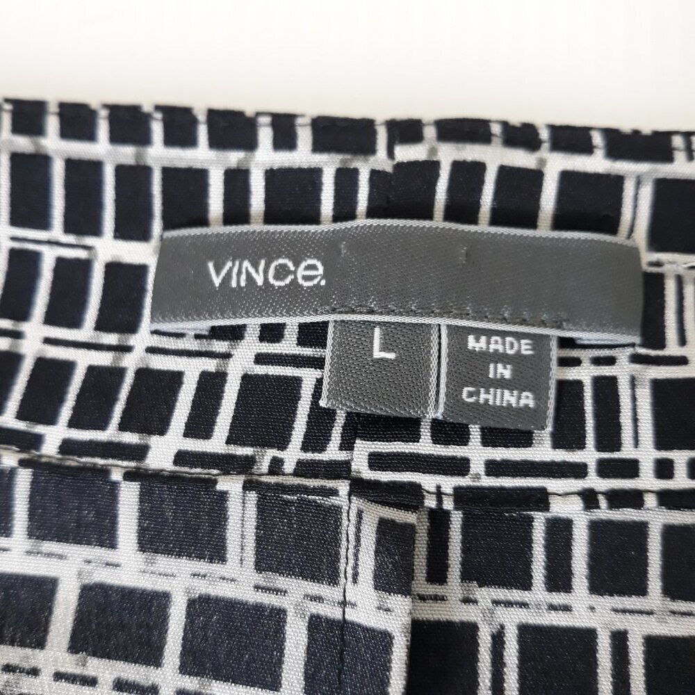 Vince Boho Silk Kaftan Dress Geometric Print Large Chic Minimalist Scandi - Picture 8 of 10